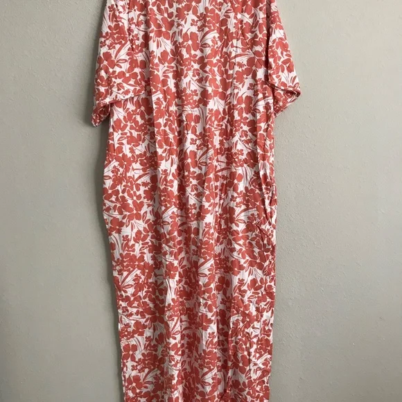 Stan Herman Printed Knit Jersey Square Neck Maxi Dress - Coral (sz XL) A476031 - Picture 4 of 5